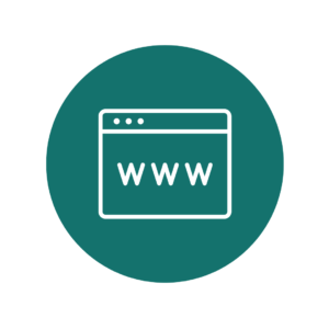 A web browser window icon displaying "WWW," representing internet or website-related content. This icon signifies online access, web browsing, or internet-related functions.