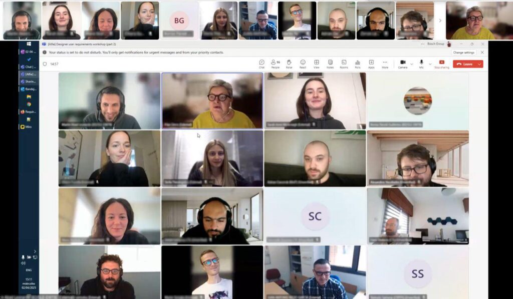 An online meeting held in Miscrosoft Teams where the faces of different participants can be seen