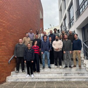 ALFIE consortium members gathered on the steps outside CERTH headquarters in Thessaloniki, Greece, during the project’s second General Assembly.
