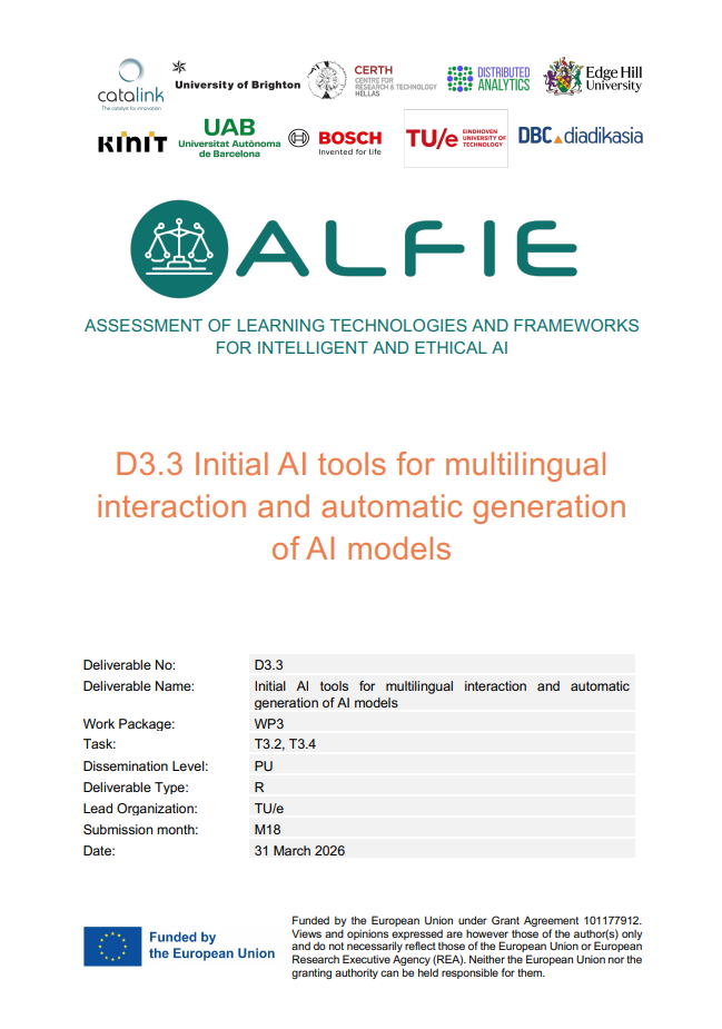 D3.3 Initial AI tools for multilingual interaction and automatic generation of AI models
