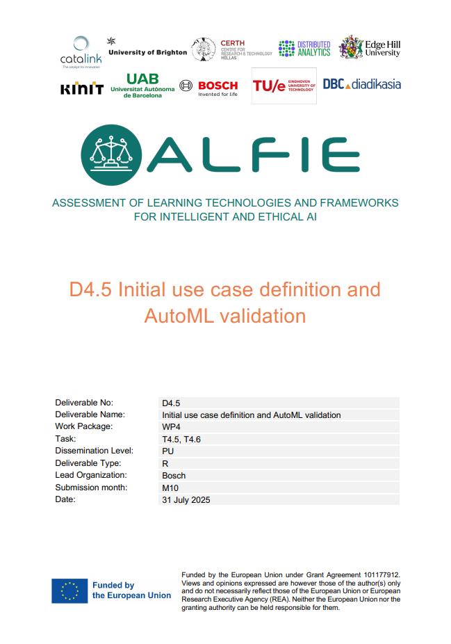 D4.5 Initial use case definition and AutoML validation